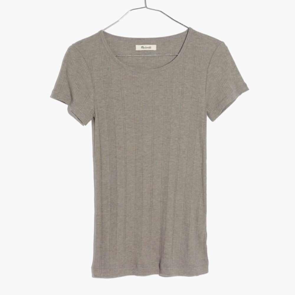 Madewell Slim Ribbed Scoop Neck T-shirt Grey Size XS